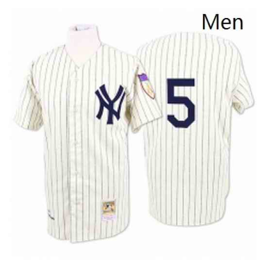 Mens Mitchell and Ness New York Yankees 5 Joe DiMaggio Replica White Throwback MLB Jersey